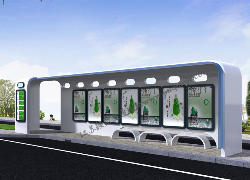 現代城市公交候車亭站臺AN1068-城市公交站亭