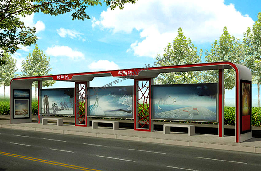 現(xiàn)代城市公交候車亭站臺(tái)AN1062-城市公交站亭